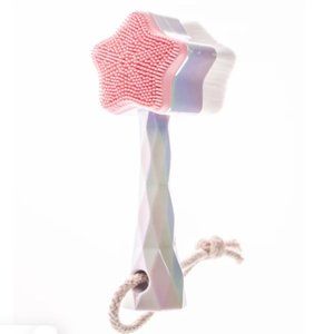 White Pink Star Shaped Face Wash Pore Cleanser 2 Sided Exfoliator Handled Brush